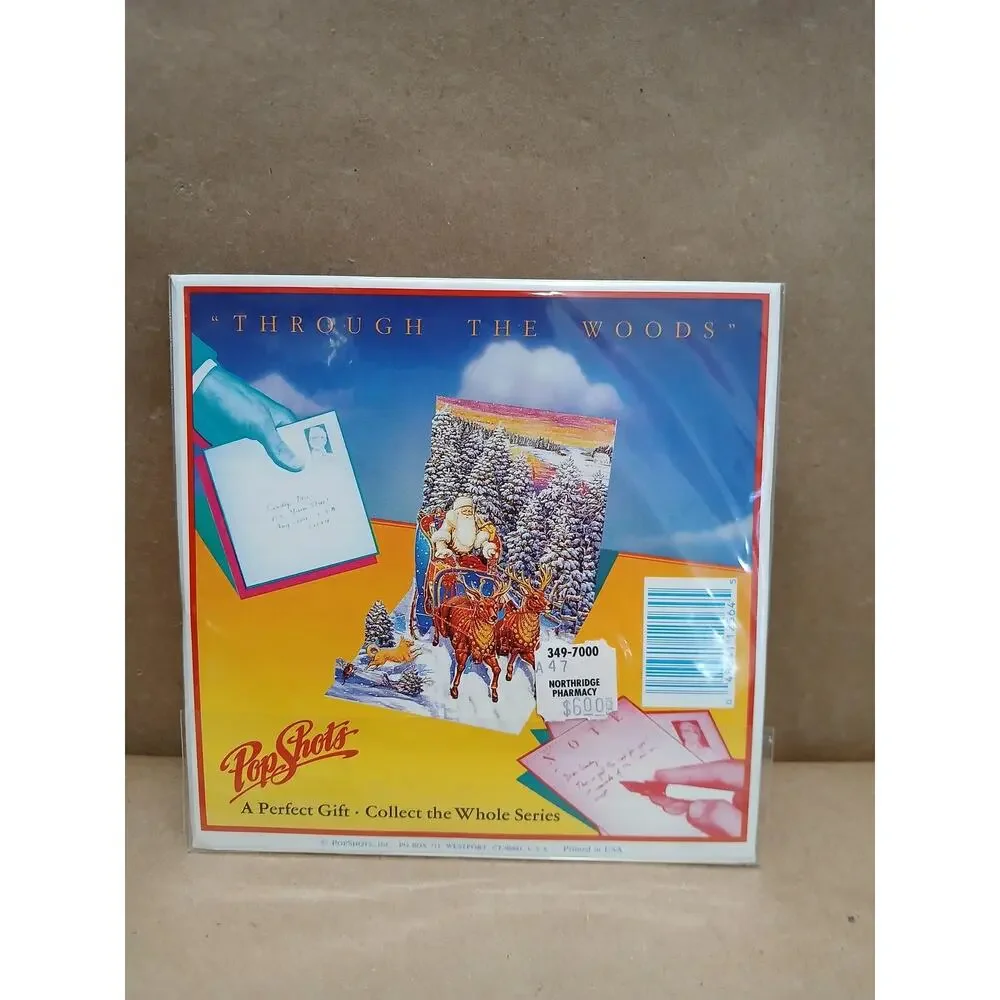 Vintage PopShots Through The Woods Pop Up Greeting Card Santa Sleigh Christmas